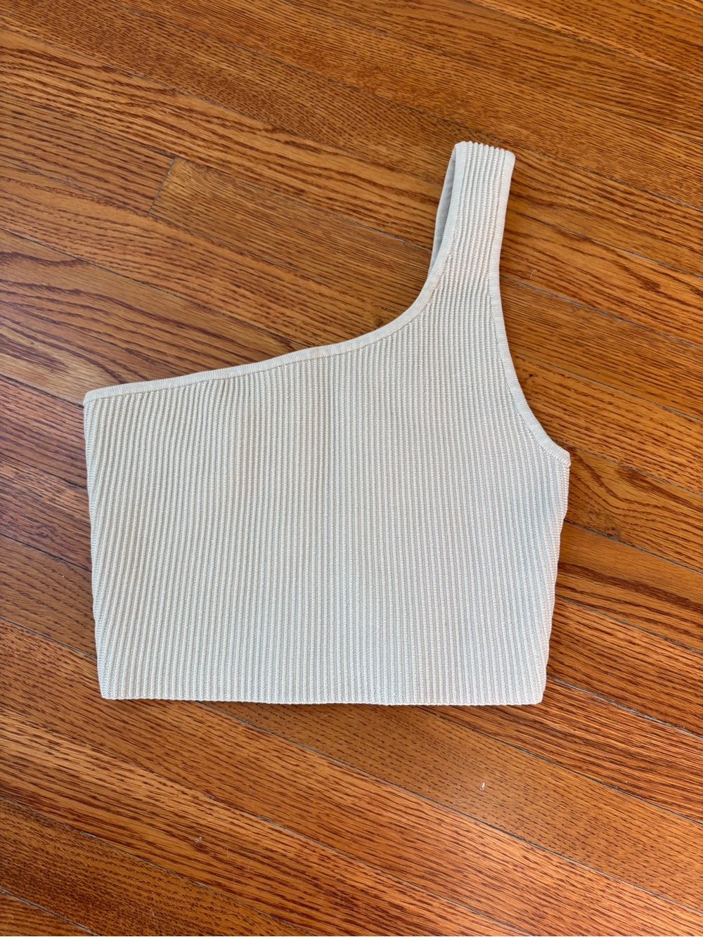 Babaton One-Shoulder Ribbed Crop Top in Cream